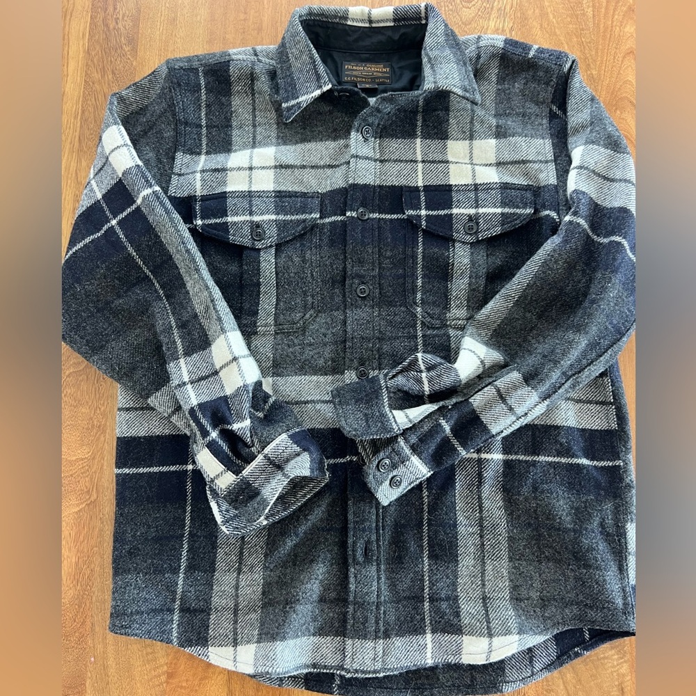 Filson Wool Jac-Shirt black gray ivory plaid M